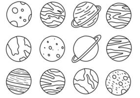 planetas dibujados a mano vector