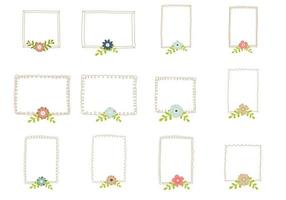 Cute Hand Drawn Set of Frame With Flowers vector