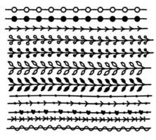 conjunto de borde de línea vectorial dibujado a mano y elemento de diseño garabato vector