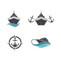 Crucero y logo náutico vector icono ilustración