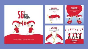 Set of Singapore independence day banners template. vector