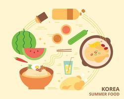 Korea summer food. vector