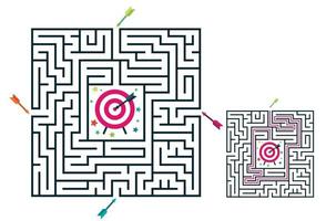 Square maze labyrinth game for kids. Labyrinth logic conundrum vector