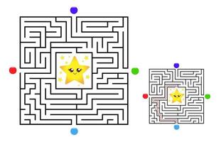 Square maze labyrinth game for kids. Labyrinth logic vector