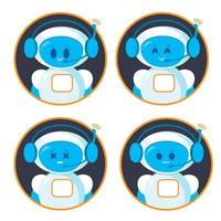 Chatbot icon set. Cute smiling robots. Modern flat vector