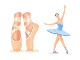 Ballerina in a blue ballet tutu. Legs close up. Set. vector