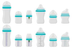 big colored kit baby milk in bottle with rubber pacifier vector