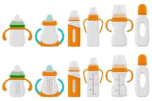 big colored kit baby milk in bottle with rubber pacifier vector