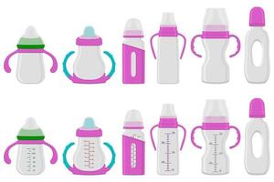 big colored kit baby milk in bottle with rubber pacifier vector