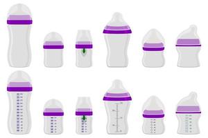 big colored kit baby milk in bottle with rubber pacifier vector