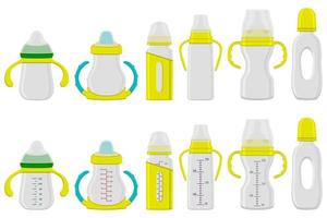 big colored kit baby milk in bottle with rubber pacifier vector