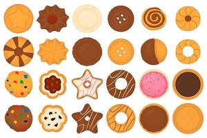 gran set de galletas diferentes, kit de galleta de pastelería colorida vector