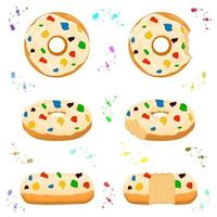 Illustration on theme big set different types sticky donuts vector