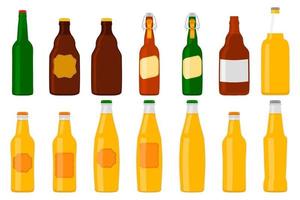Ilustración sobre el tema de las botellas de vidrio de cerveza de gran kit con tapa para cervecería vector