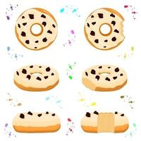 Illustration on theme big set different types sticky donuts vector