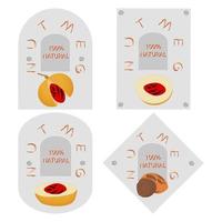 Illustration on theme big set different types spice nutmeg vector