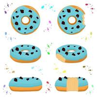Illustration on theme big set different types sticky donuts vector