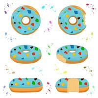 Illustration on theme big set different types sticky donuts vector
