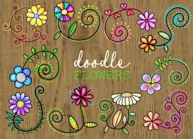 Pretty Hand Drawn Swirly Doodle Flowers vector