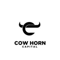 cow horn head ring nose initial letter c logo vector