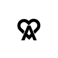 simple a love letter logo black vector icon design