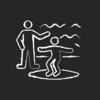 Surfing lessons chalk white icon on dark background vector