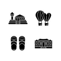 National taiwanese black glyph icons set on white space. vector