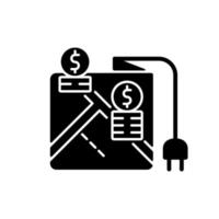 Pricing by locality black glyph icon vector