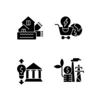 Renewable electrical energy black glyph icons set on white space vector