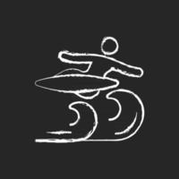 Técnica de surf de aire tiza icono blanco sobre fondo oscuro vector