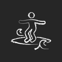 Crumbly waves surfing chalk white icon on dark background vector