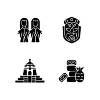 Iconos de glifos negros ceremoniales asiáticos en espacio en blanco. vector