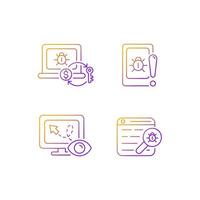 Internet censorship gradient linear vector icons set