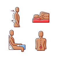 Postural dysfunction RGB color icons set vector