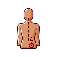 Lower right back pain RGB color icon vector
