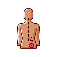 Lower right back pain RGB color icon vector