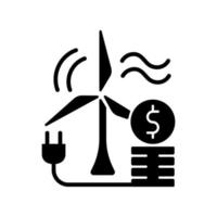 Wind energy price black glyph icon vector