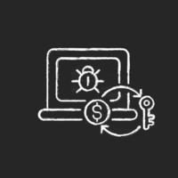 Ransomware chalk white icon on dark background vector