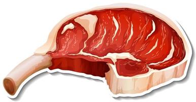 Prime rib raw meat sticker on white background vector