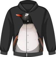 Front of bomber jacket with penguin pattern vector