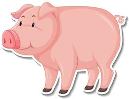 A cute pig cartoon animal sticker vector