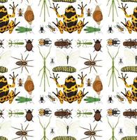 Seamless pattern with many insects on white background vector