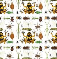 Seamless pattern with many insects on white background vector