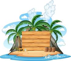 Pirate island with an empty banner isolated on white background vector