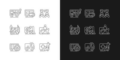 Online gameplay linear icons set for dark and light mode vector