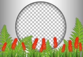 Round frame with flower and leaves template vector