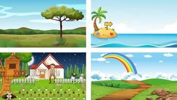 Four different nature horizontal scene vector