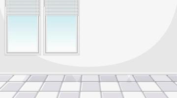 Empty white room with windows and white tiles vector