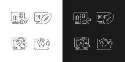 Sport simulators types linear icons set for dark and light mode vector