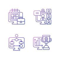 Online work tracking gradient linear vector icons set